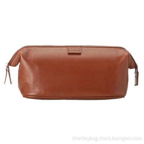 Framed toiletry bag, made of leather